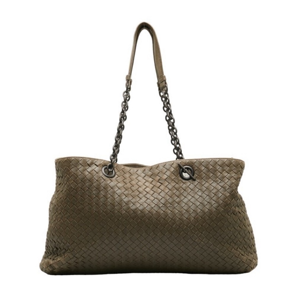 BOTTEGA VENETA| DOUBLE CHAIN TOTE STITCHED  INTRECCIATO LEATHER CALFSKIN MEDIUM